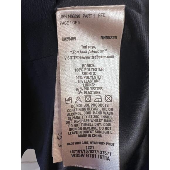 Ted Baker Romper Short Sleeve CHIC Floral Navy Size 1 (US sz 4) Zipper Back - Picture 4 of 6